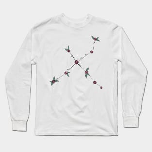 Cygnus (The Swan or Northern Cross) Constellation Roses and Hearts Doodle Long Sleeve T-Shirt